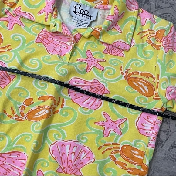 Lilly Pulitzer | Vintage Print: Sunrise Sandbar Crab Polo Shirt | Girls Small - Picture 4 of 6